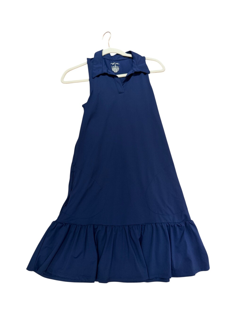 Gottex Sleeveless Activewear Dress Navy Ruffled Hem - XS